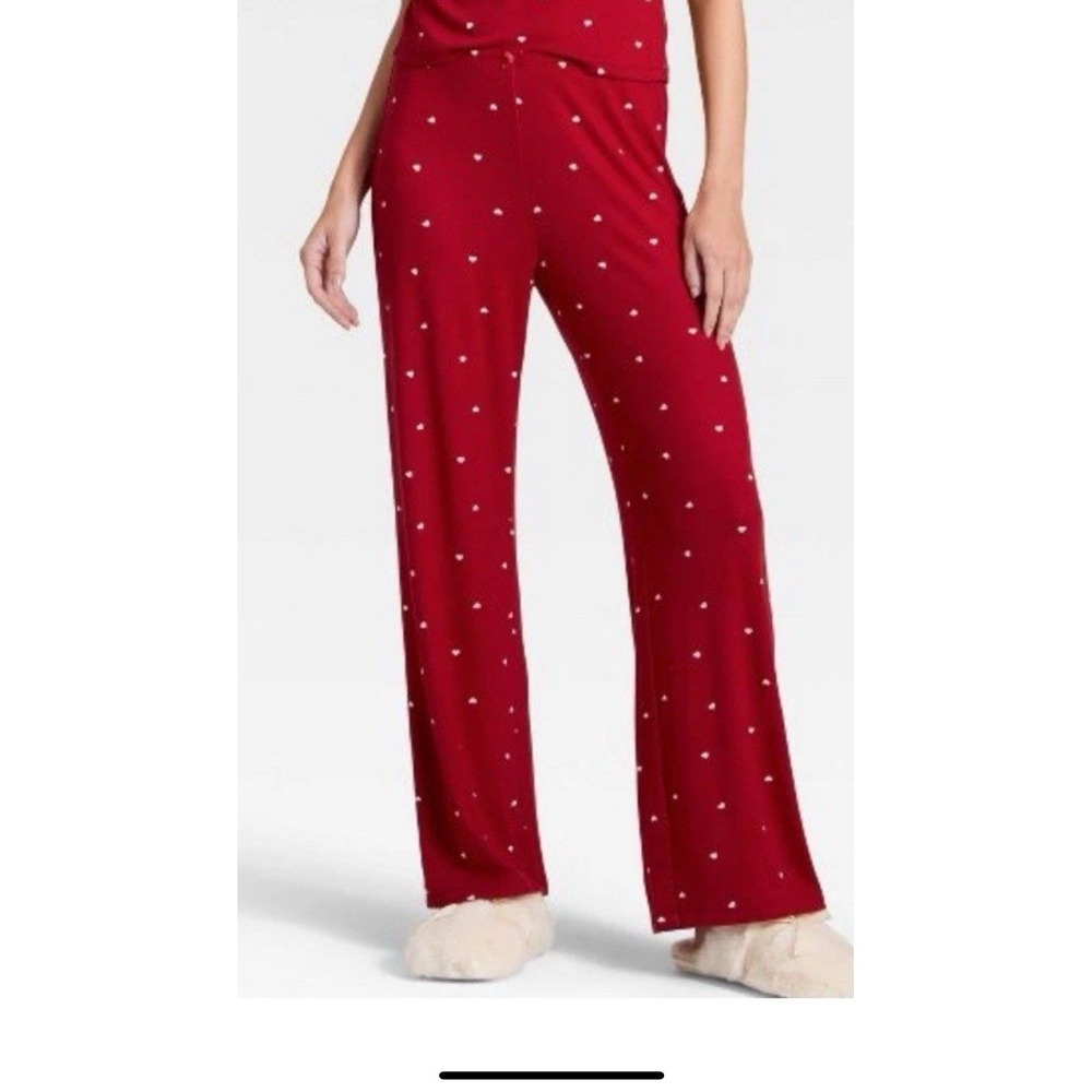 Valentines‎ Day-Heart- Red Pointelle Pajama Pants- Auden Modal Soft M